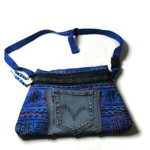 Cross Body Purse Repurposed Levi's Pocket Beaded